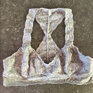 Free People Gray Lace Racerback Bralette Size XL